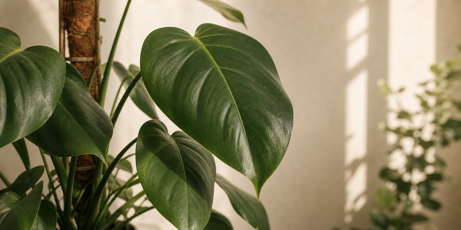Close-up of a variegated Monstera leaf with split fenestrations